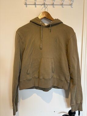 Women’s Ralph Lauren Sport 100% Cotton Hoodie in Olive Green w/ Monochrome Logo